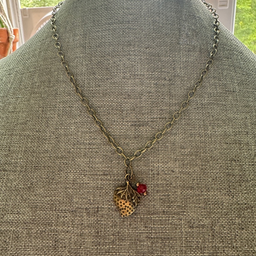 Handmade Bronze Strawberry Charm Necklace